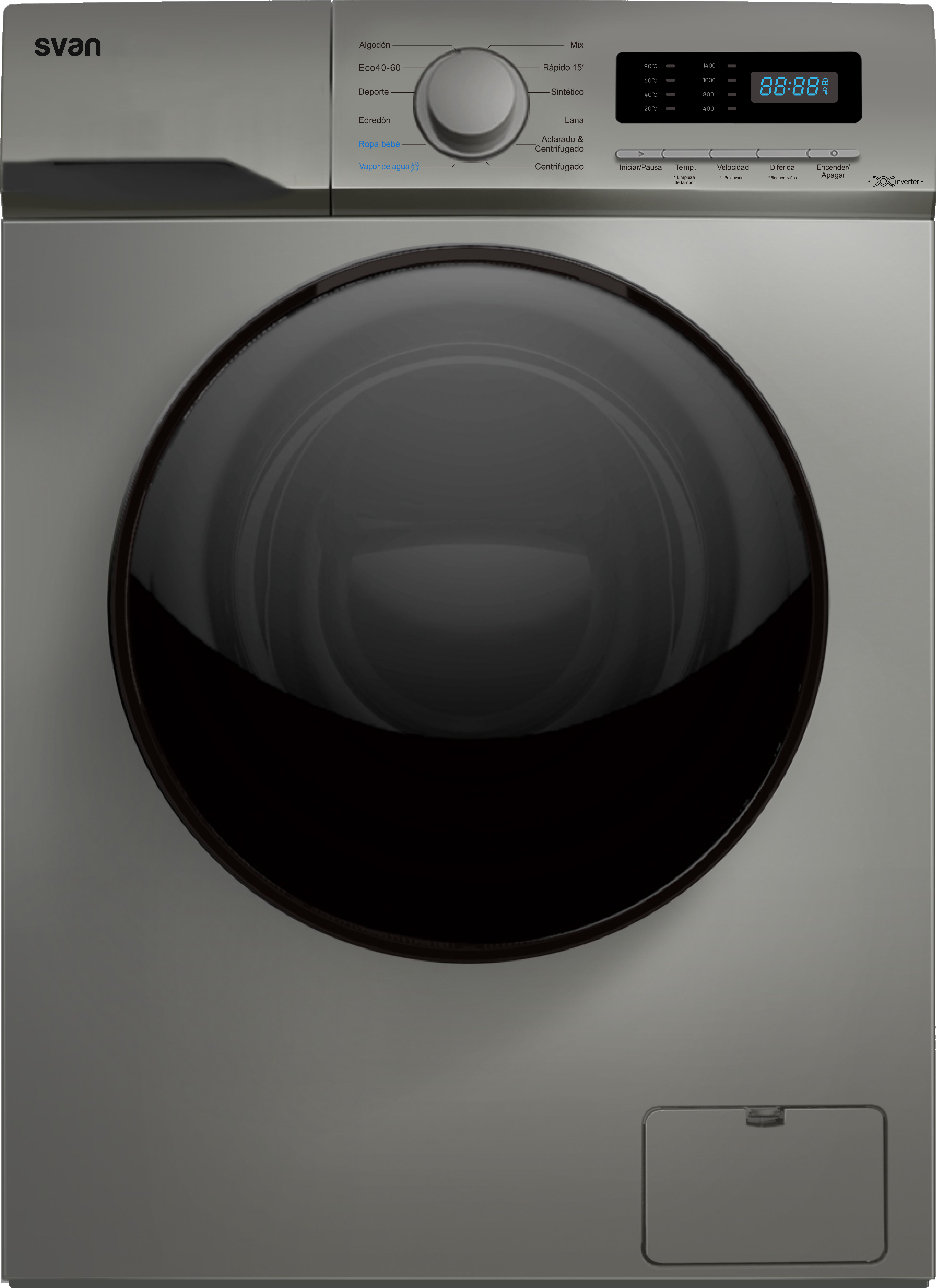 SVAN LAVADORA SVL714XI 7Kg 1400rpm INOX Inverter