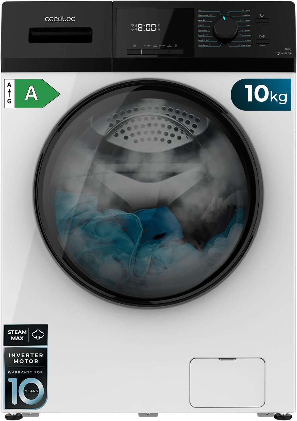 CECOTEC LAVADORA 10410 blanca 10k 1400rpm 02178 A