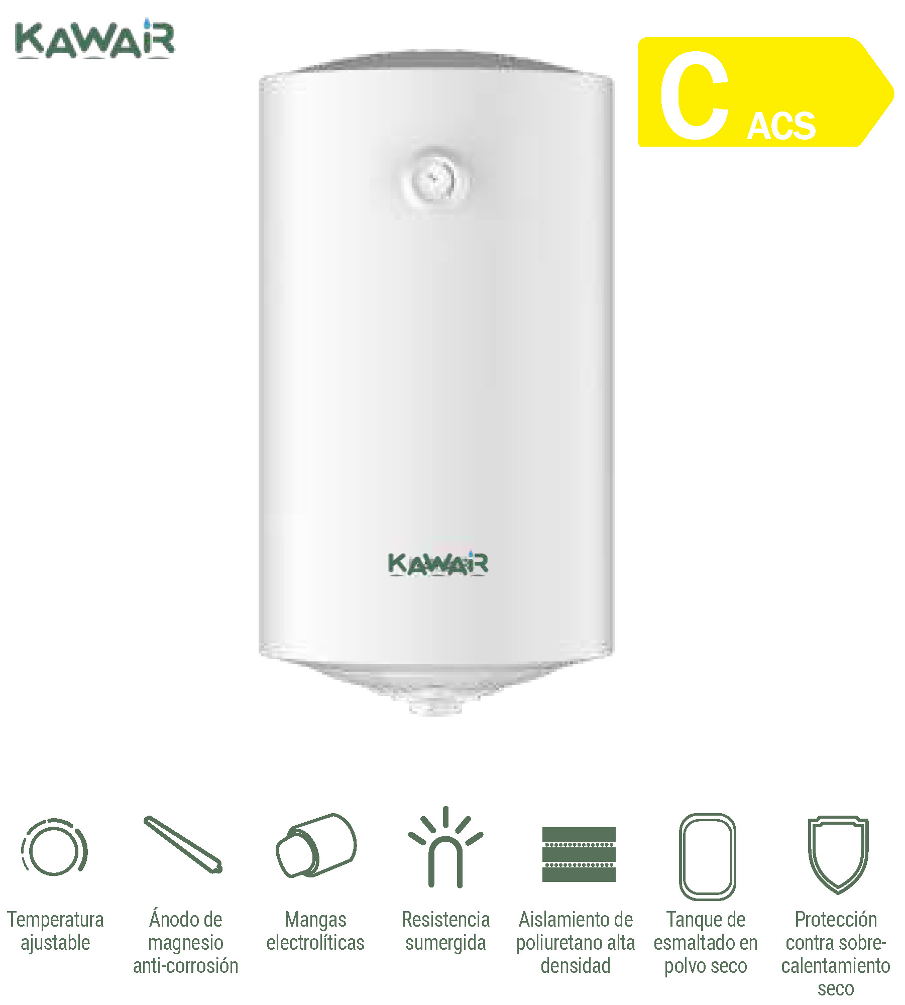 KAWAIR TERMO KW-TV50 eros 50l vertical 77x45 1500w