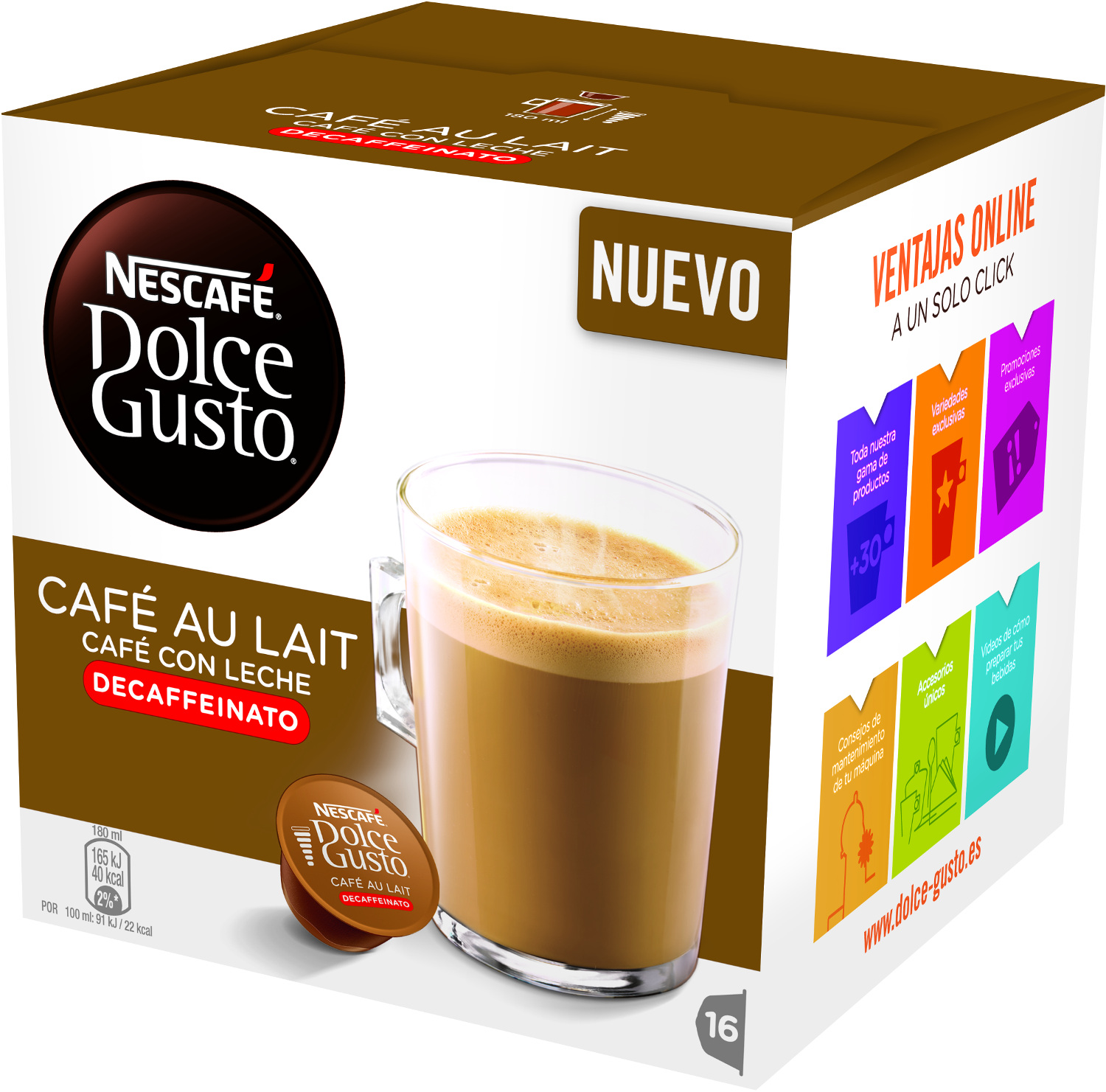 PACK DOLCE GUSTO CAFE CON LECHE 16/U (2º DE 2).	 	