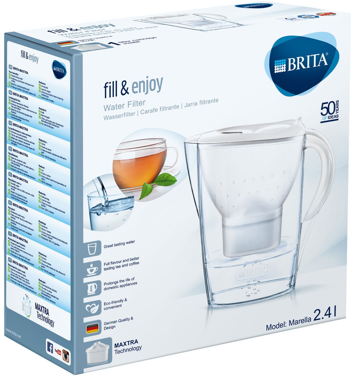 BRITA JARRA MARELLA BLANCA 3 FILTROS GRATIS