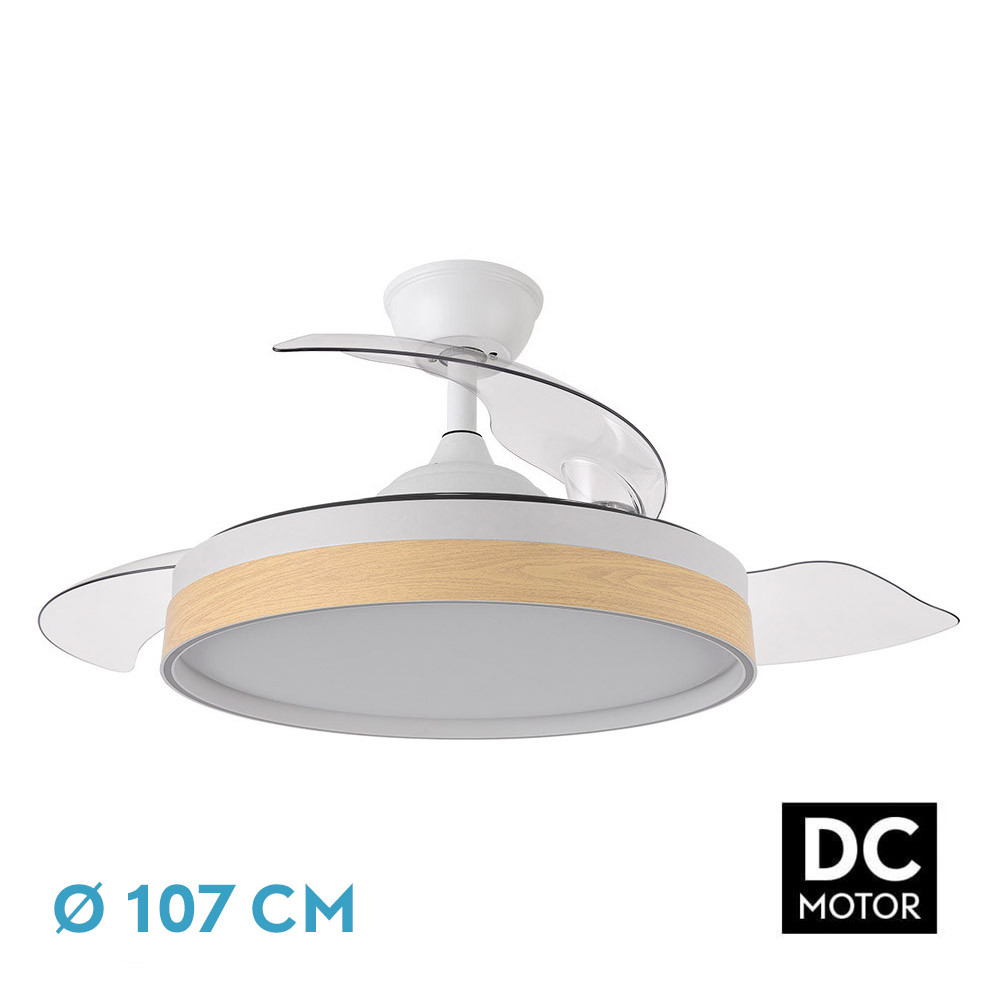 ABRILA VENT TECHO DC IGLU blanco/haya 107cm 72w